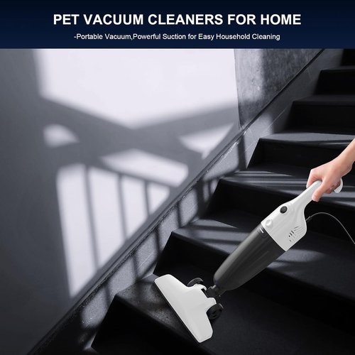 FUNCCUBE Corded Stick Vacuum Cleaner - High Power Suction for Pet Hair & Carpets | Lightweight & Portable, MC White