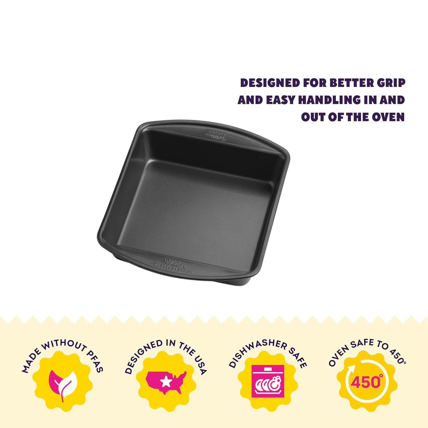 Wilton Gold Non-Stick 8 x 8 Inch Square Brownie Pan - PFAS-Free Cold-Rolled Steel Bakeware