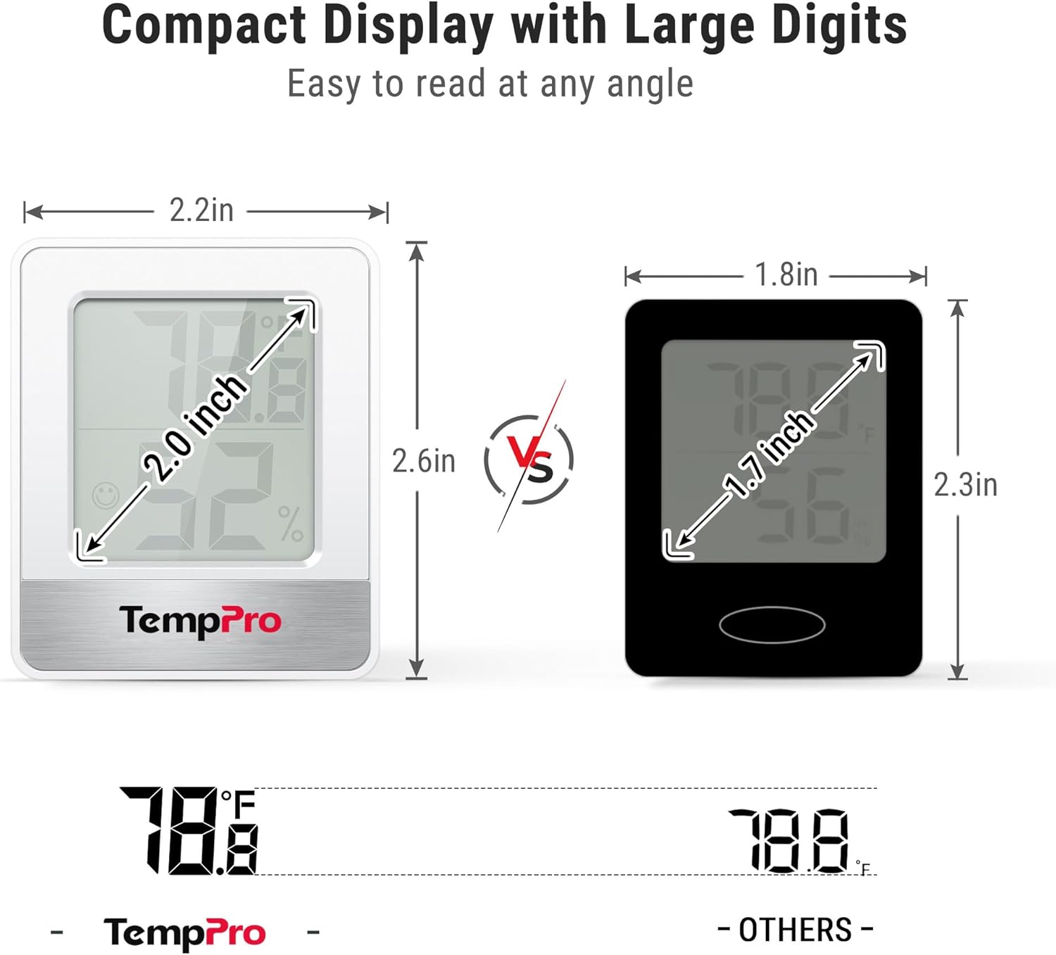 TempPro TP49 Digital Hygrometer - Accurate Indoor Thermometer & Humidity Meter | Mini Outdoor Thermometer