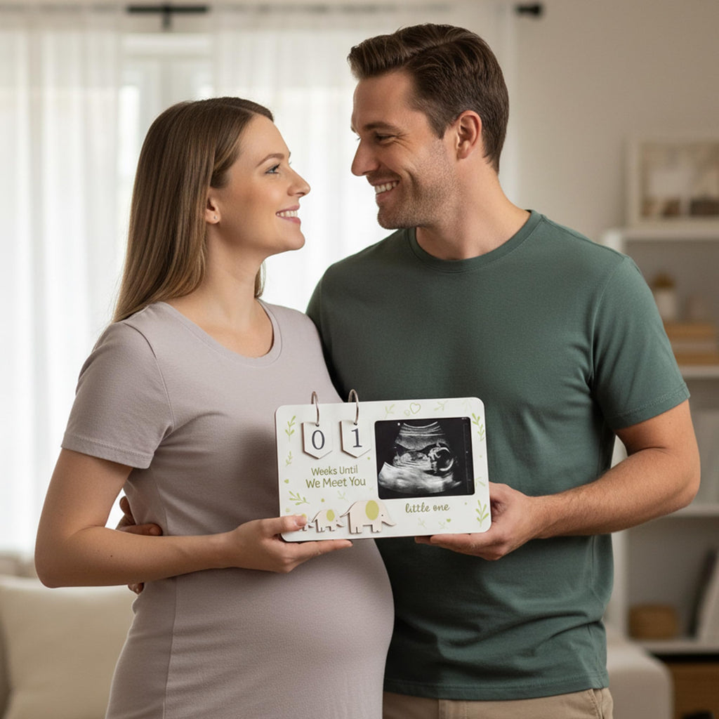 Sensemory Sonogram Picture Frame, Ultrasound Picture Frames with Baby Countdown Weeks, Best Pregnancy Gifts for Expecting Mom, First Mothers Day Gifts for New Mom, New Parents, Moms Dad To Be (White)