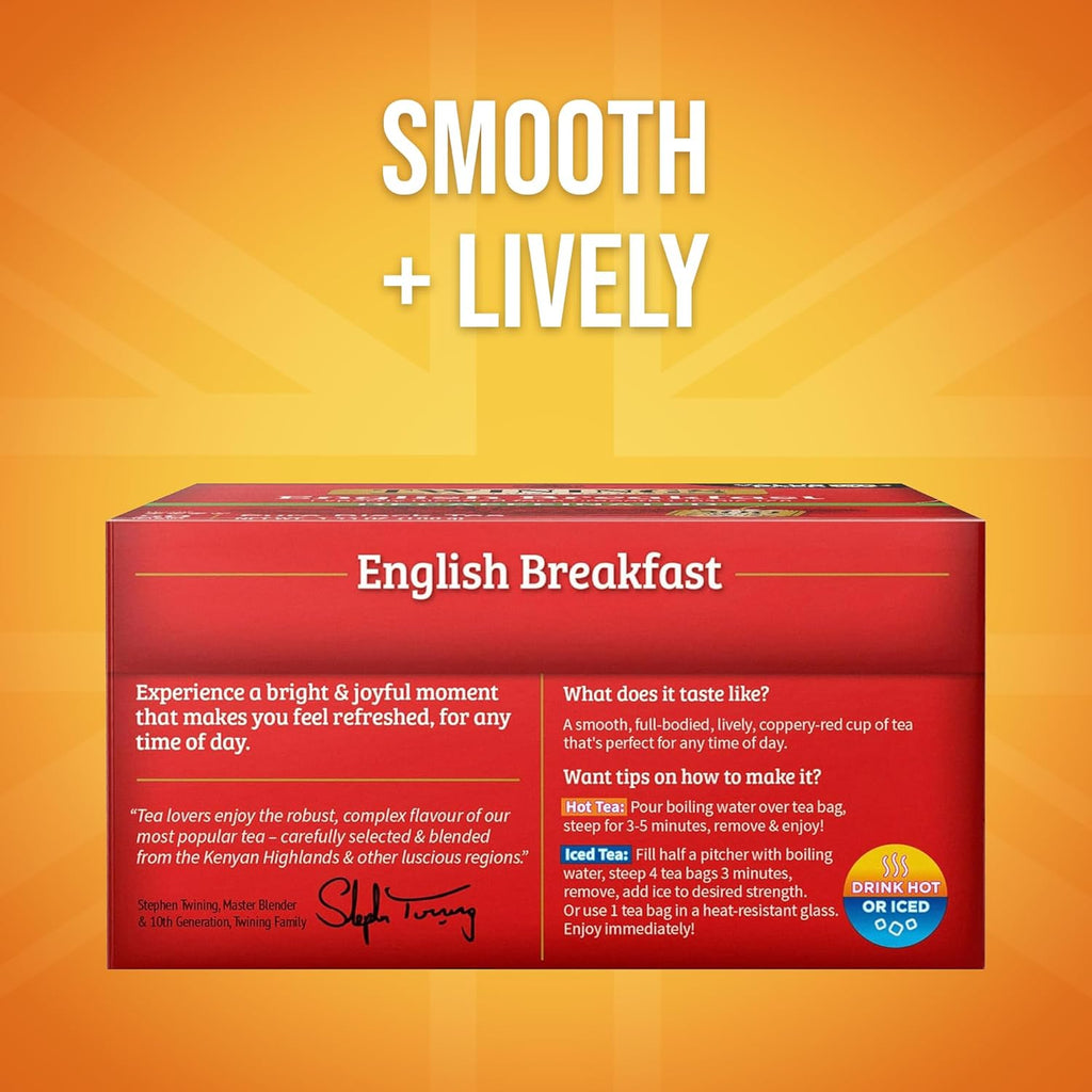 Twinings Decaffeinated English Breakfast Black Tea Bags - Flavorful & Robust | 50 Count (Pack of 6)