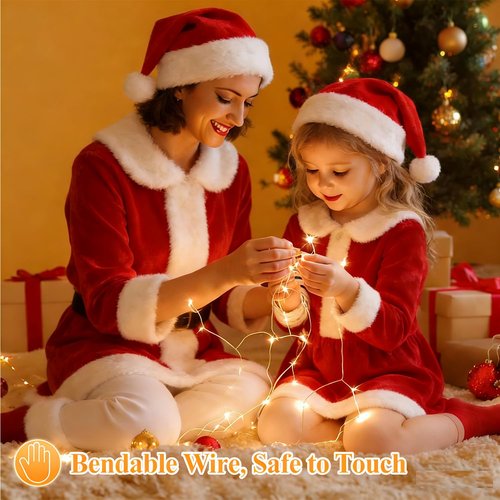Beingreat USB Fairy Lights, 2 Pack 33Ft 100 LED, Flexible Silver Wire Mini String Lights for Bedroom Wedding Christmas Decor, DIY Crafting, Warm White