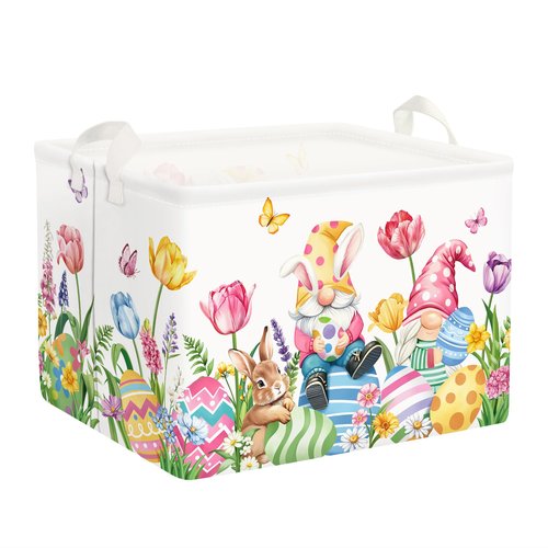HUUMONSS Easter Rabbit Gnome Laundry Hamper Large Storage Basket Cute Tulip Eggs Collapsible Parents Organizer Kids Toy Clothes Bins for Bedroom, Bathroom, Butterfly, 36L