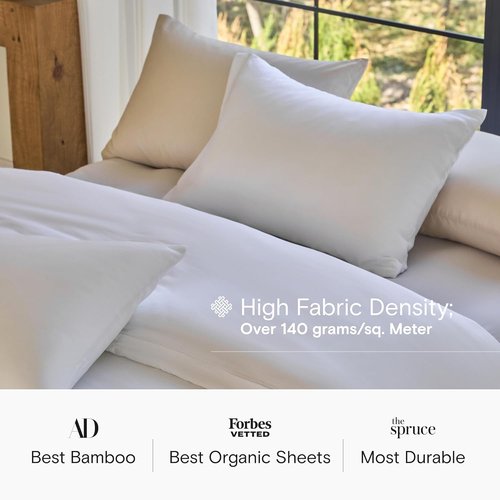 DOZ Duvet Cover Set - Buttery Soft Bamboo Viscose | Cooling & Organically Grown | 90"x90" (Snow, Full/Queen)