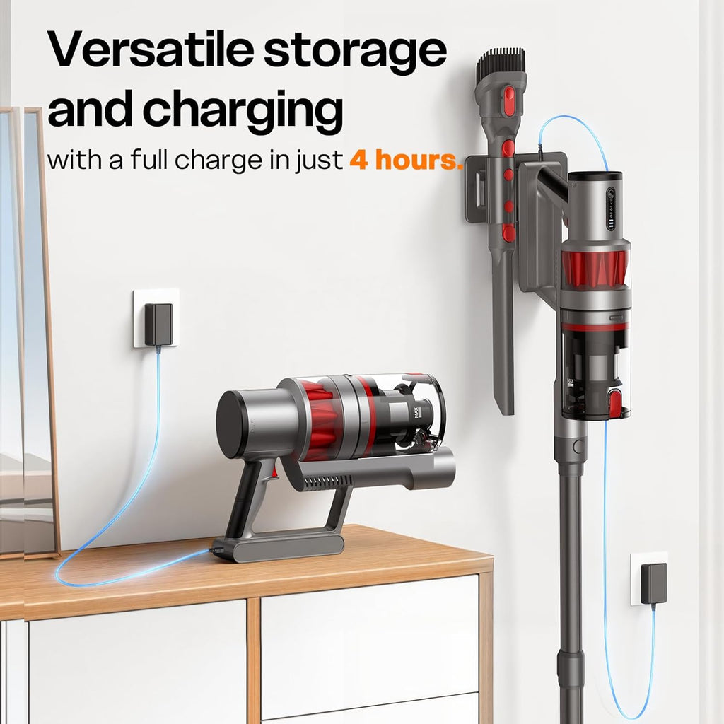 Skiennix Cordless Vacuum Cleaner - Powerful 600W Suction | Lightweight & Rechargeable Design, Grey