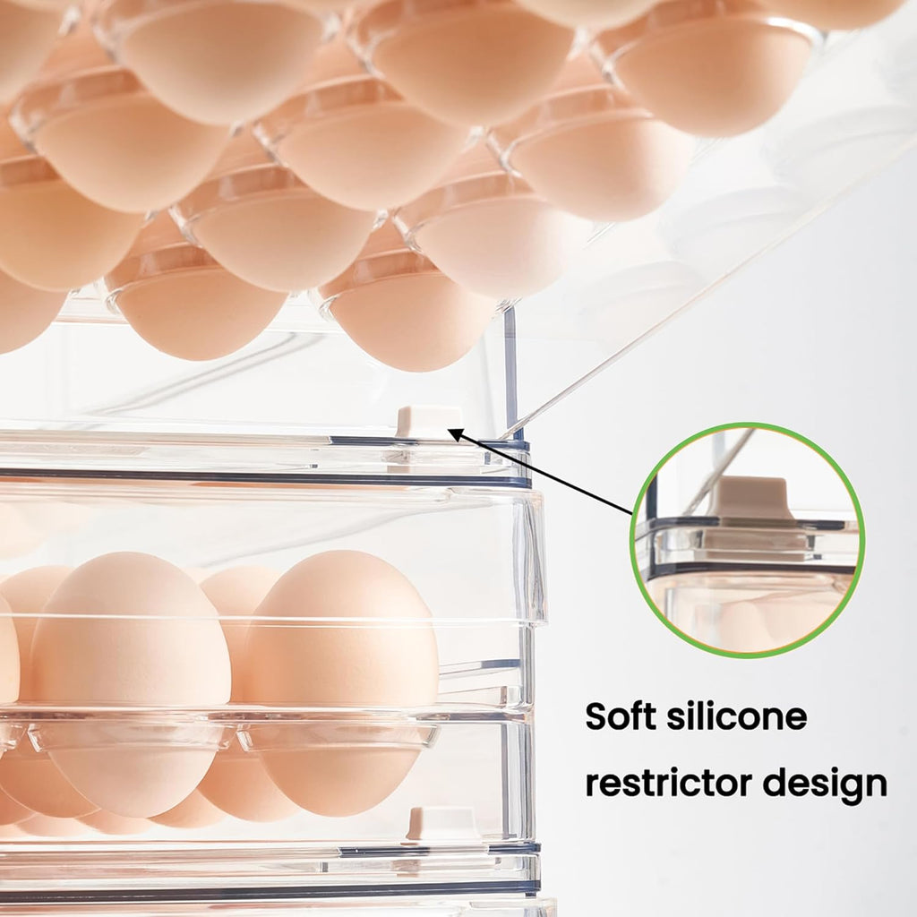 Vacane 24 Capacity Egg Holder - BPA Free Refrigerator Organizer with Non-Slip Pads | Space-Saving Egg Tray