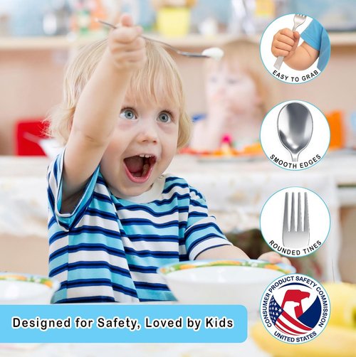 Chillout Life Stainless Steel Kids Silverware Set - Safe 6-Piece Flatware for Toddlers | Includes 3 Spoons & 3 Forks