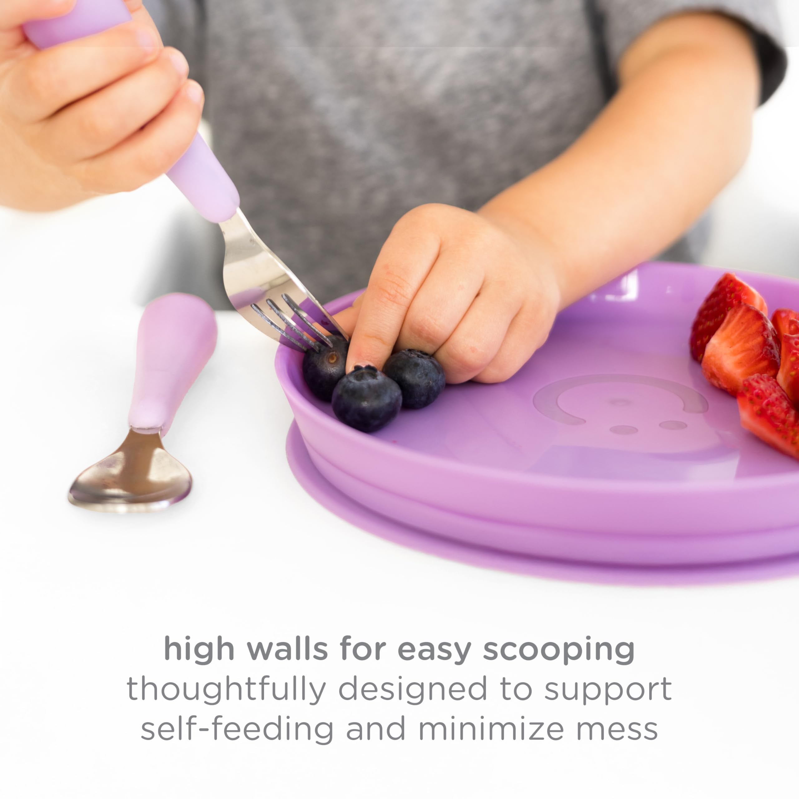 Ubbi Food-Grade Non-Toxic Toddler Feeding Set with Interchangeable Suction Base, Stainless Steel Utensils, BPA-Free, Stackable and Dishwasher-Safe, Self-Feeding for Baby-Led Weaning, Green