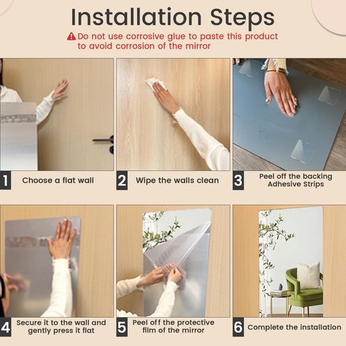 iCAGY Acrylic Self Adhesive Mirror Sheet for Wall, Plastic Non Glass Sticky Kid Safety Mirror Tiles for Wall 20x57 inch 1Pcs