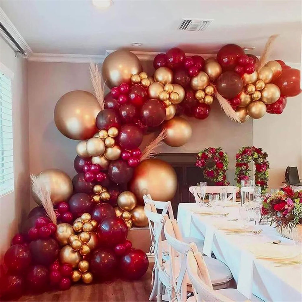 PartyWoo Red and Gold Balloons - 140-Piece Set with 18", 12", 10", & 5" Sizes for Birthday & Party Decor