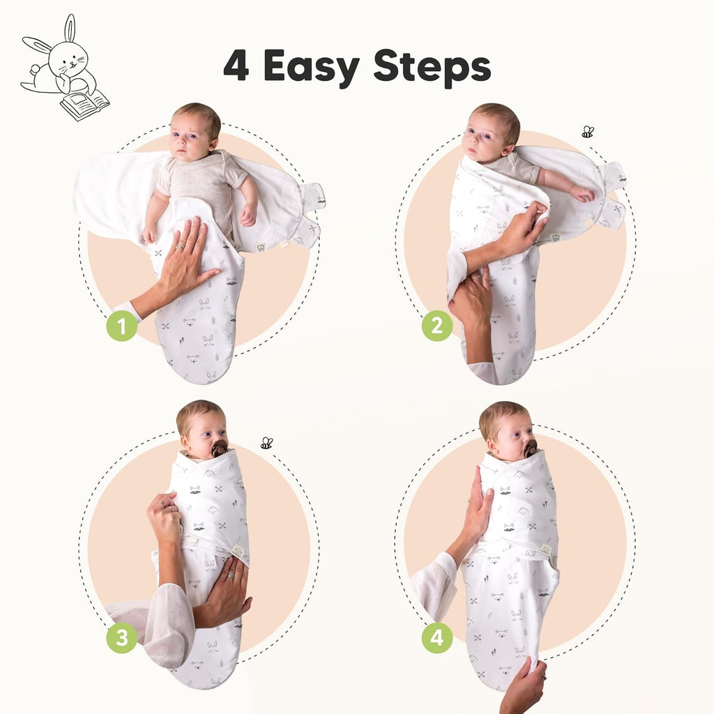 Nordic 3-Pack Organic Baby Swaddle Sleep Sacks - Soft & Snug for Newborns 0-3 Months