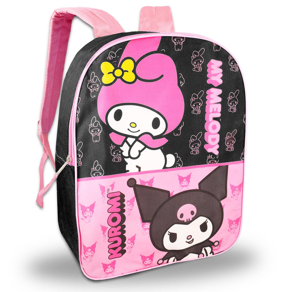 SANRIO My Melody and Kuromi Backpack & Lunch Box Set - 16' Backpack, Lunch Bag, Water Bottle, Stickers