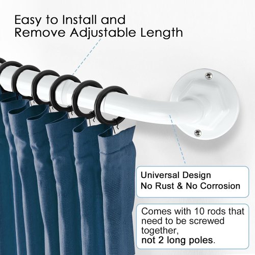 Byondeth Curtain Rods - Adjustable Blackout Design for Windows 16 to 144 Inches | Ivory White Finish