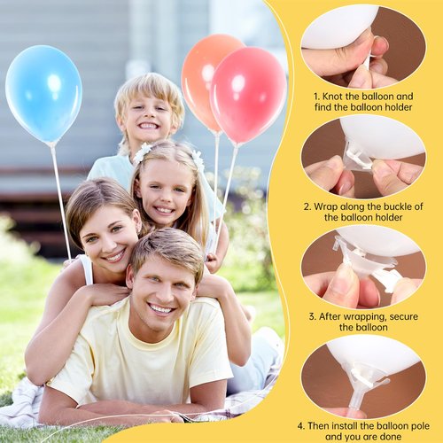 IANFAN 30 Pcs Balloon Sticks, Plastic Balloon Sticks with Bases Balloon Holder Sticks Weights for Tying Balloon Birthday Parties, Graduation, Holiday, Wedding, Anniversary Decoration