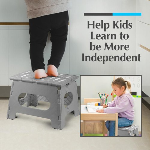 Handy Laundry Folding Step Stool - Lightweight & Sturdy for Adults and Kids - Easy One-Flip Design (Grey | 2-Pack)