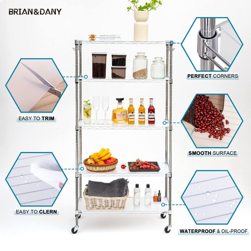 BRIAN & DANY Wire Shelf Liner 24" X 48", Heavy Duty Shelf Liners for Wire Shelving, Waterproof Protector Mats, Set of 4, Transparent