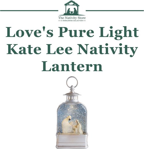 Love's Pure Light by Kate Lee - 10" Light-Up Nativity Lantern with 'Silent Night' Music | Glitter Snowglobe Manger Scene