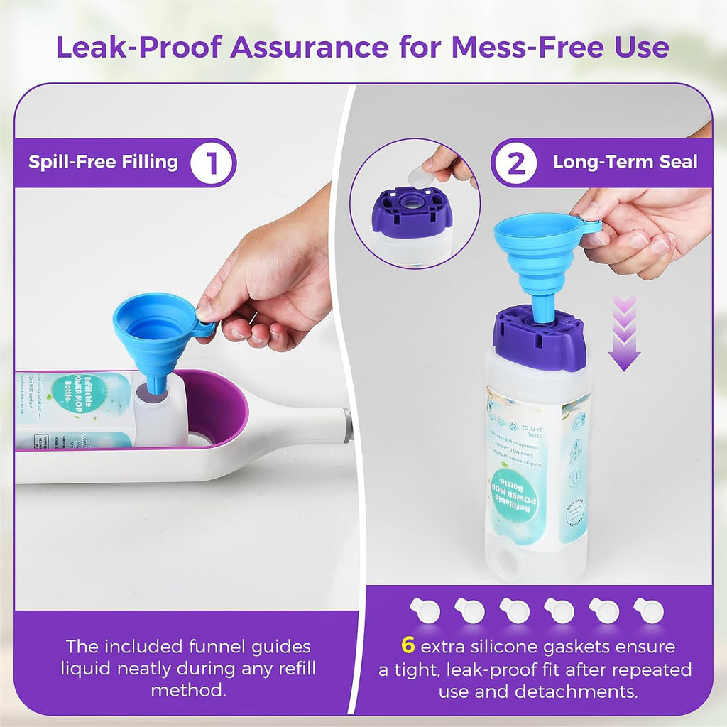 Swiffer® Power Mop™ Refillable Bottle - 24 FL.OZ Leak-Proof HDPE Container with Funnel for Easy Use