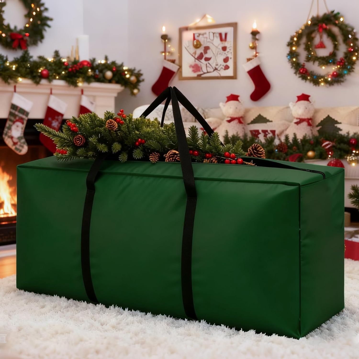 Skiennix Extra Large Christmas Tree Storage Bag - Fits Up to 12 ft Trees | Heavy Duty Waterproof Design, 68” L x 30” W x 20” H