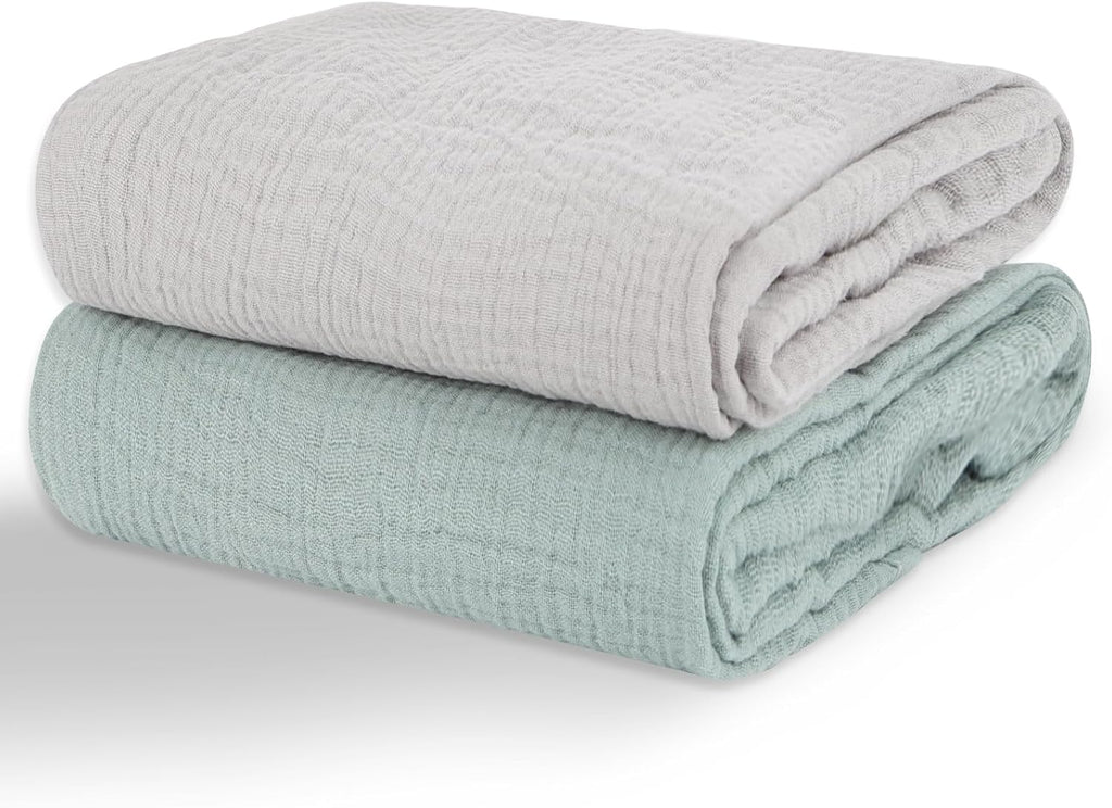 Skiennix Muslin Swaddle Blankets - 100% Cotton, Soft & Breathable, 2 Pack, Large 40 x 40 Inches