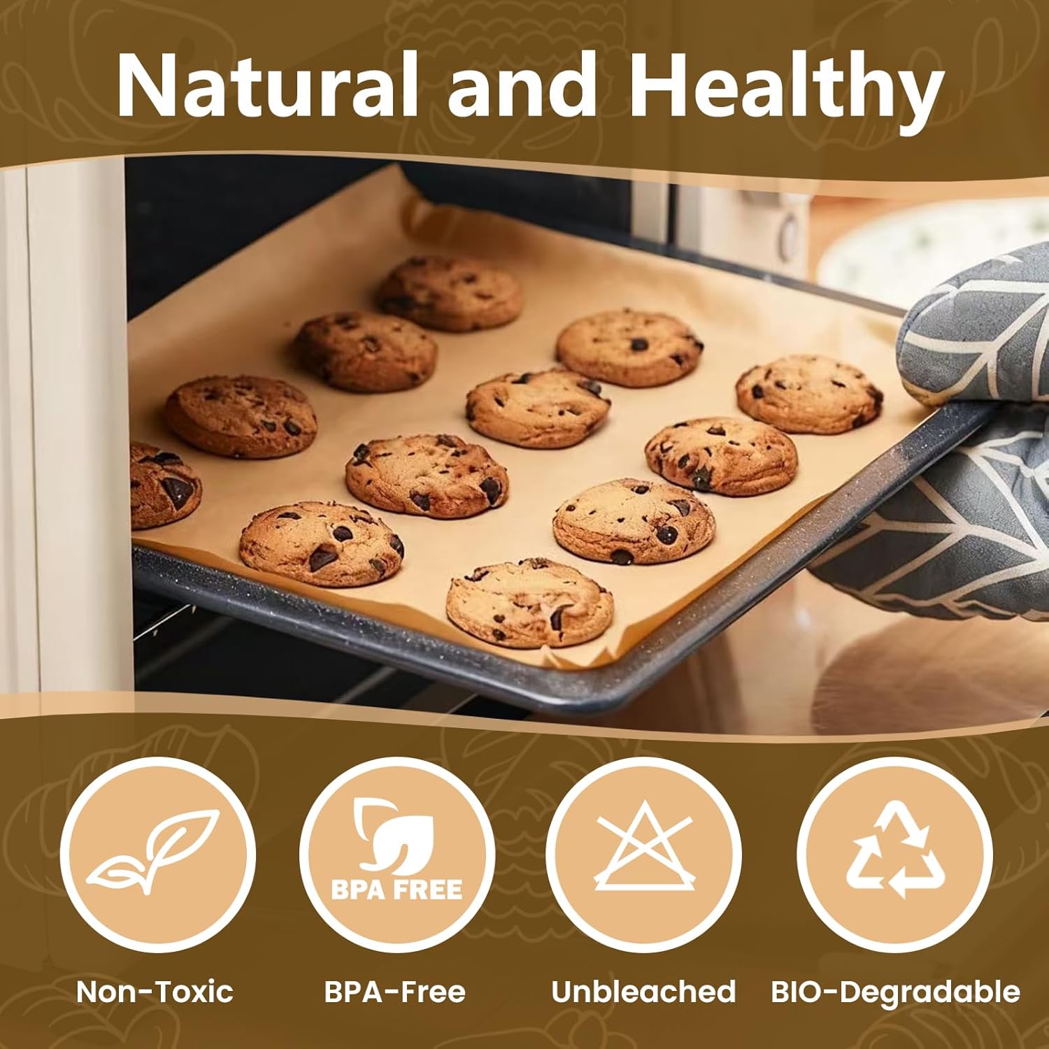 Skiennix Unbleached Parchment Paper Sheets - 100 Pcs 9x13 Inches for Baking & Cooking | Perfect for Quarter Sheet Pans