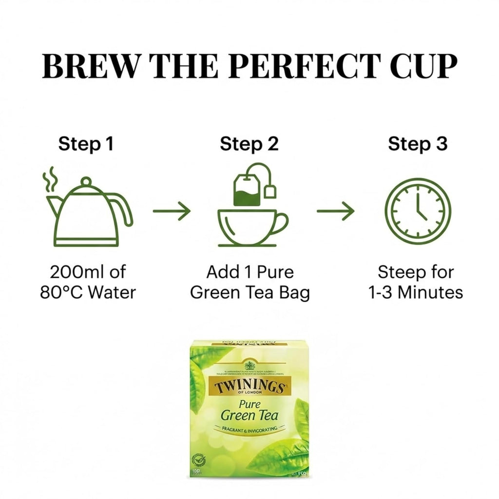 Twinings Green Tea Bags - All-Natural, Pure Flavor - 100 Count for Refreshing Brews