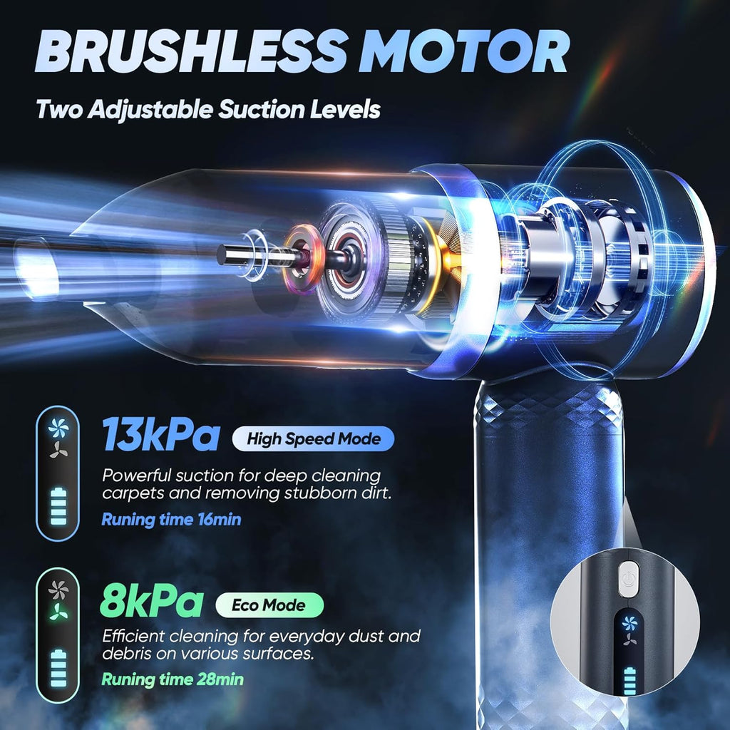 SakerPlus Car Vacuum Cleaner - 3-in-1 Cordless Handheld with 13000Pa Power | Adjustable & Portable for Cars