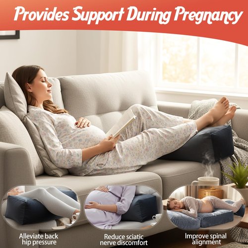 Pregnancy Pillows for Sleeping, 45.3 Inch Pregnancy Massage Pillow Full Body Pillow with Removable Cover & Leg Pillow, Support for Back, Legs, Belly, HIPS for Pregnant Women