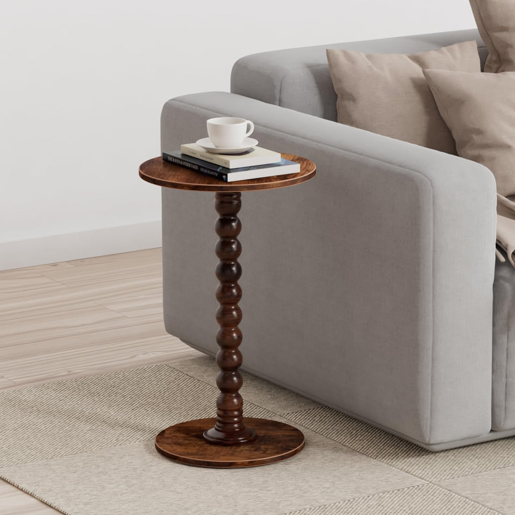 Yaoyiizy Drink Table, Drink Tables for Small Spaces, Modern Accent Nightstand with Solid Wood Leg for Living Room, Bedroom, Bathroom, Brown
