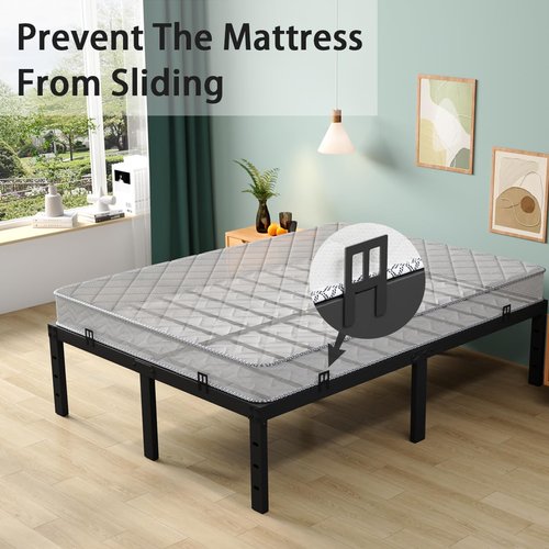 AROMUSTIME Mattress Gaskets for Metal Bed Frame, 6 PCS,Non-Slip Mattress Gripper/Slide-Stopper/Bed Skirt-Holder/Adjustable Anti-Slip Baffle,Black