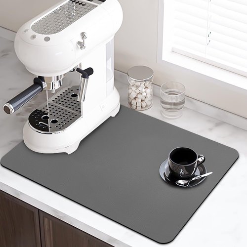LOPNUR Dish Drying Mat - Super Absorbent Diatomite Kitchen Pad | 18"x16" Heat Resistant, Grey
