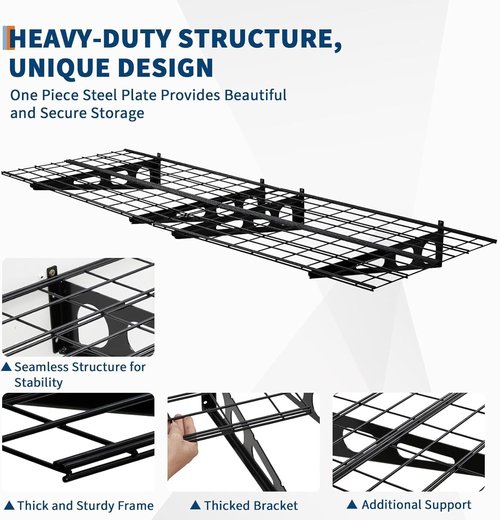 Heavy Duty Wall Shelves by [Brand Name] - 2 Pack 2x6 FT Adjustable Garage Storage | 1600 LBS Capacity, Black