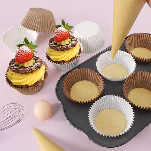 Caperci Jumbo Cupcake Liners - 300-Count White Muffin Baking Cups | No Smell, Food Grade, Grease-Proof
