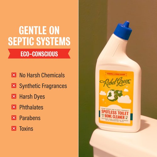 Rebel Green Spotless Toilet Bowl Cleaner - Natural, Plant-Based, Organic, Eco-Friendly, Non-Toxic Bathroom Cleaner, Chamomile Orange Blossom Scent - 24 oz - 2 Pack