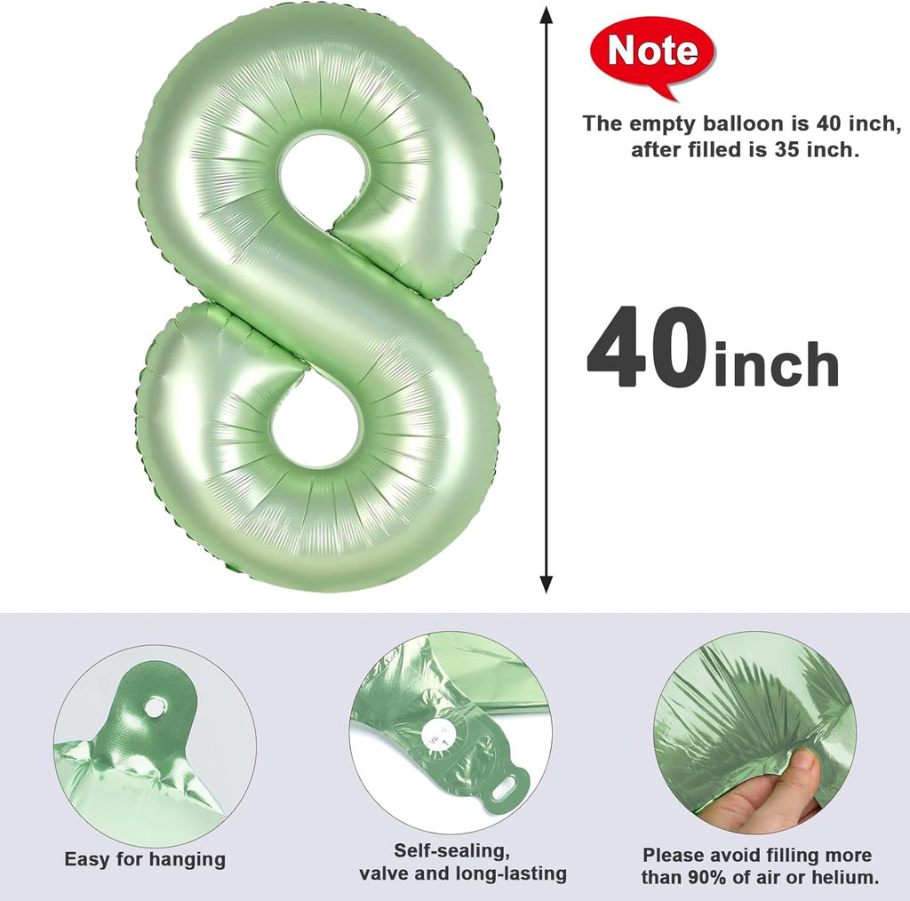 Olive Green 40 Inch Number 8 Balloon - Perfect for 8th Birthday Parties, Weddings & Graduations