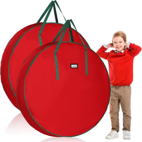 Abbylike Extra Large Christmas Wreath Storage Bag - 48 Inch Oxford Organizer with Reinforced Handle & Zipper