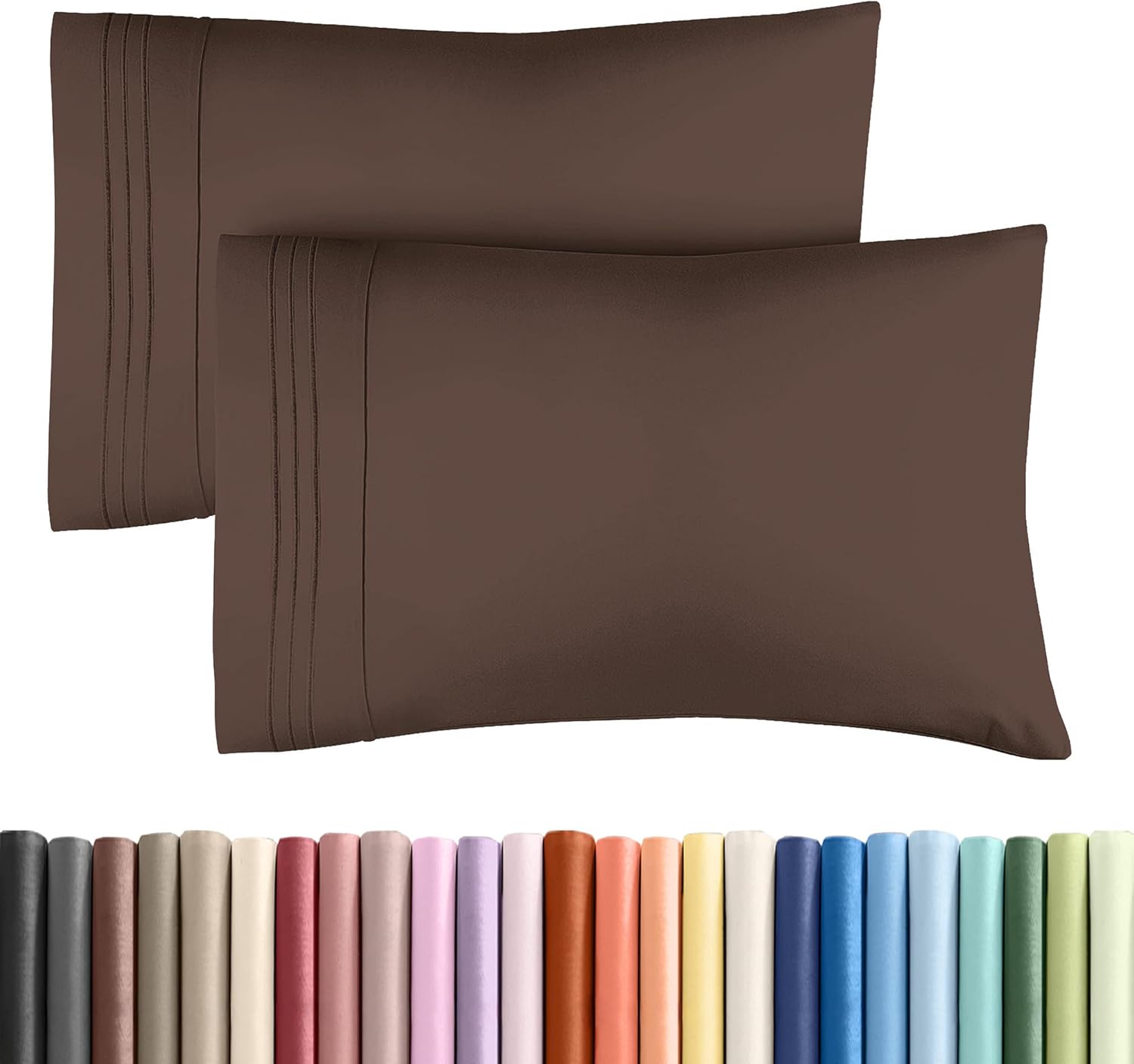 Standard Pillow Cases Set of 2 | Ultra-Soft Hotel Quality Covers - Comfy, Wrinkle-Free, Stain Resistant - Brown