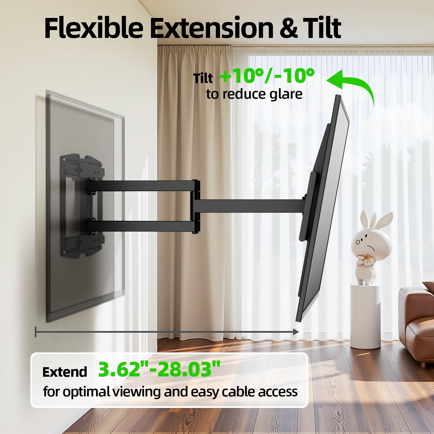 USX MOUNT Full Motion TV Wall Mount - Heavy Duty Sliding Design for 32-120" TVs | Max VESA 800x600, Swivel & Tilt