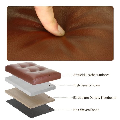 BelugaHelper Storage Ottoman Foot Rest Stool. Folding Ottoman with Storage with Thicker Foam Padded Seat. 330 lbs Footstool Bench for Living Room, Bedroom, Home Office Table, 17x13x13in, Light Brown