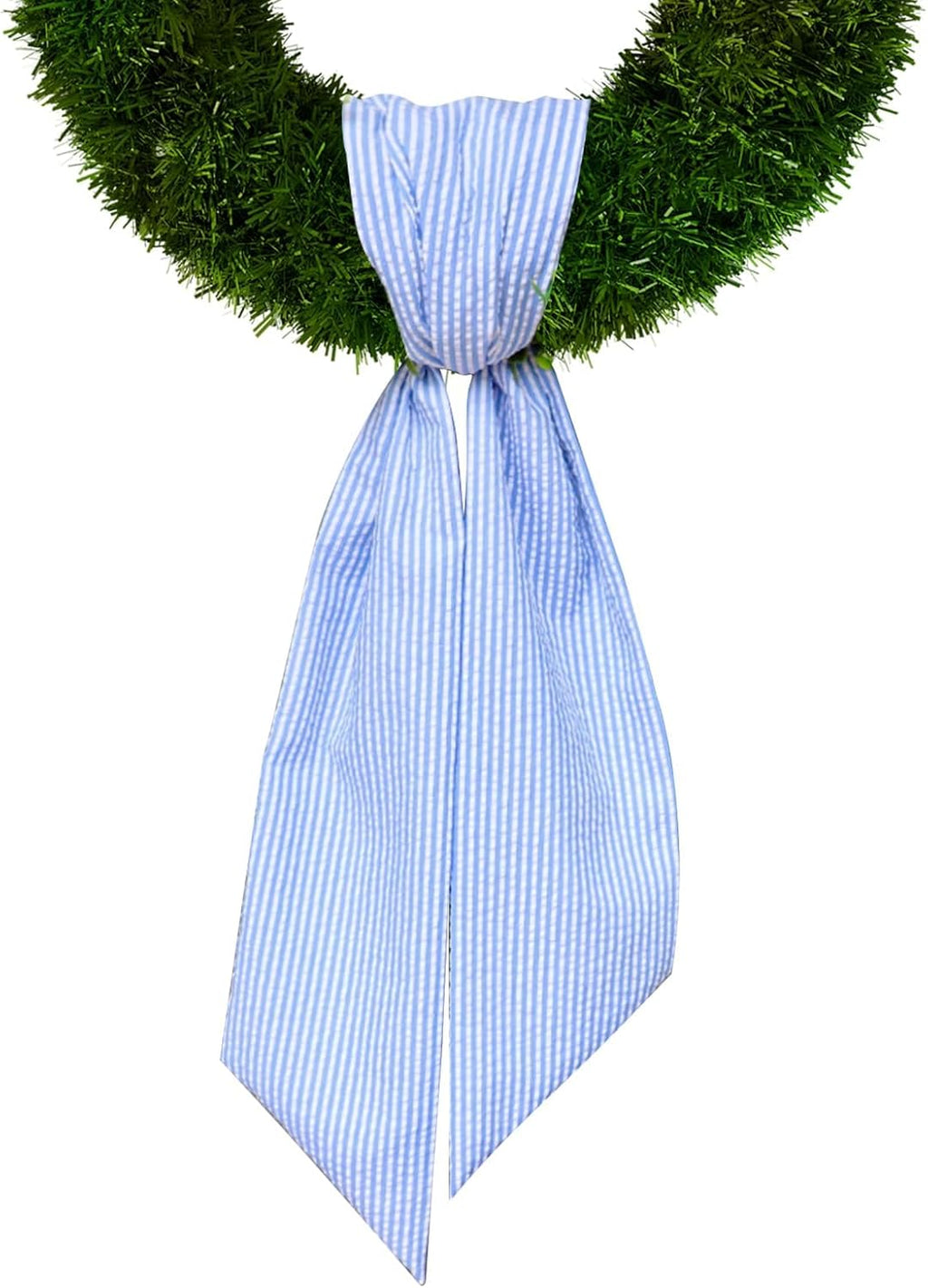 Skiennix Baby Shower Wreath Sash - Blue Seersucker Design for Front Door Decor | Holiday & Wedding Celebrations