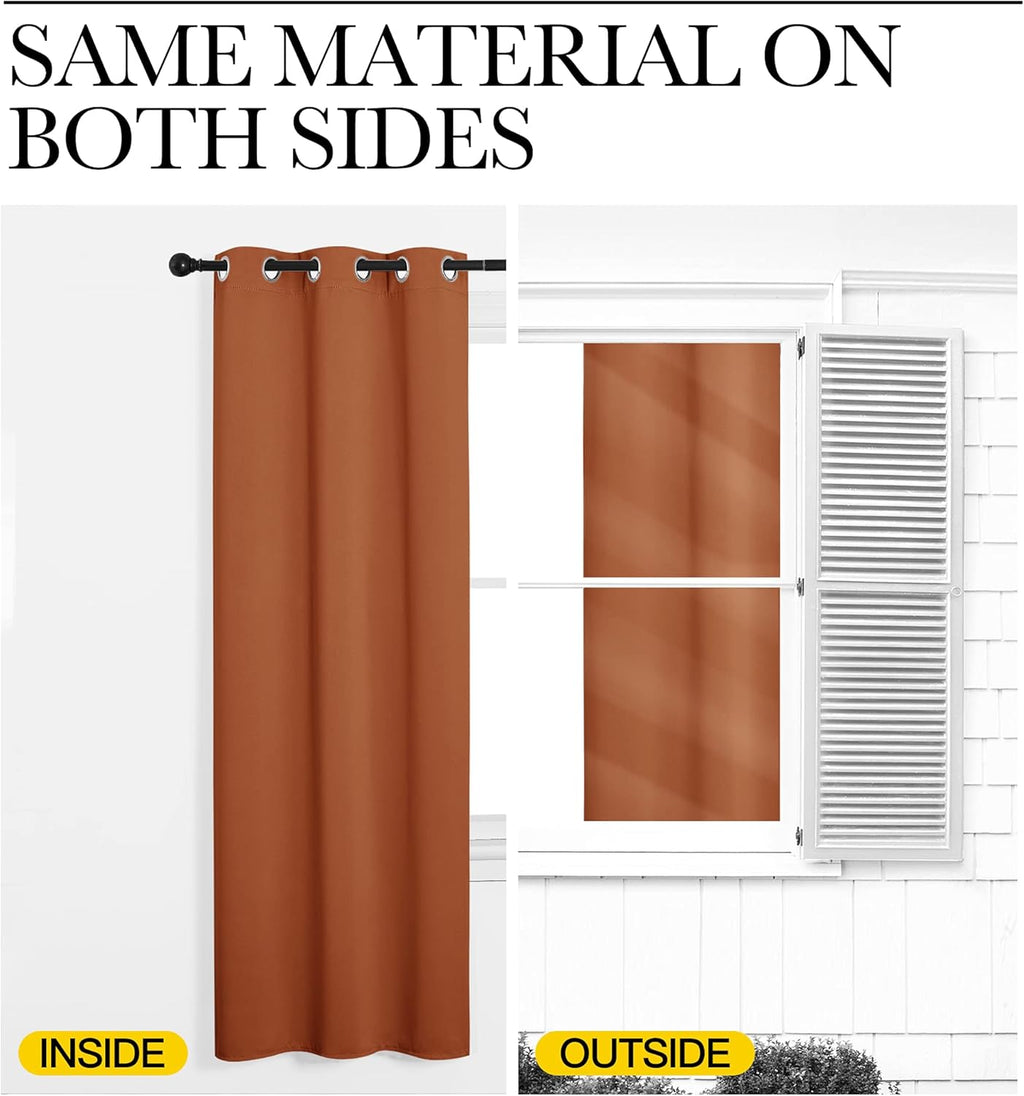NICETOWN Blackout Curtains - Burnt Orange Thermal Insulated Drapes for Bedroom Windows | 48" Long, 42" Wide (1 Pair)