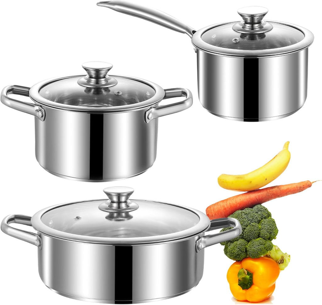 Skiennix Stainless Steel Cookware Set - 6-Piece Nonstick Induction Kitchen Pots & Pans