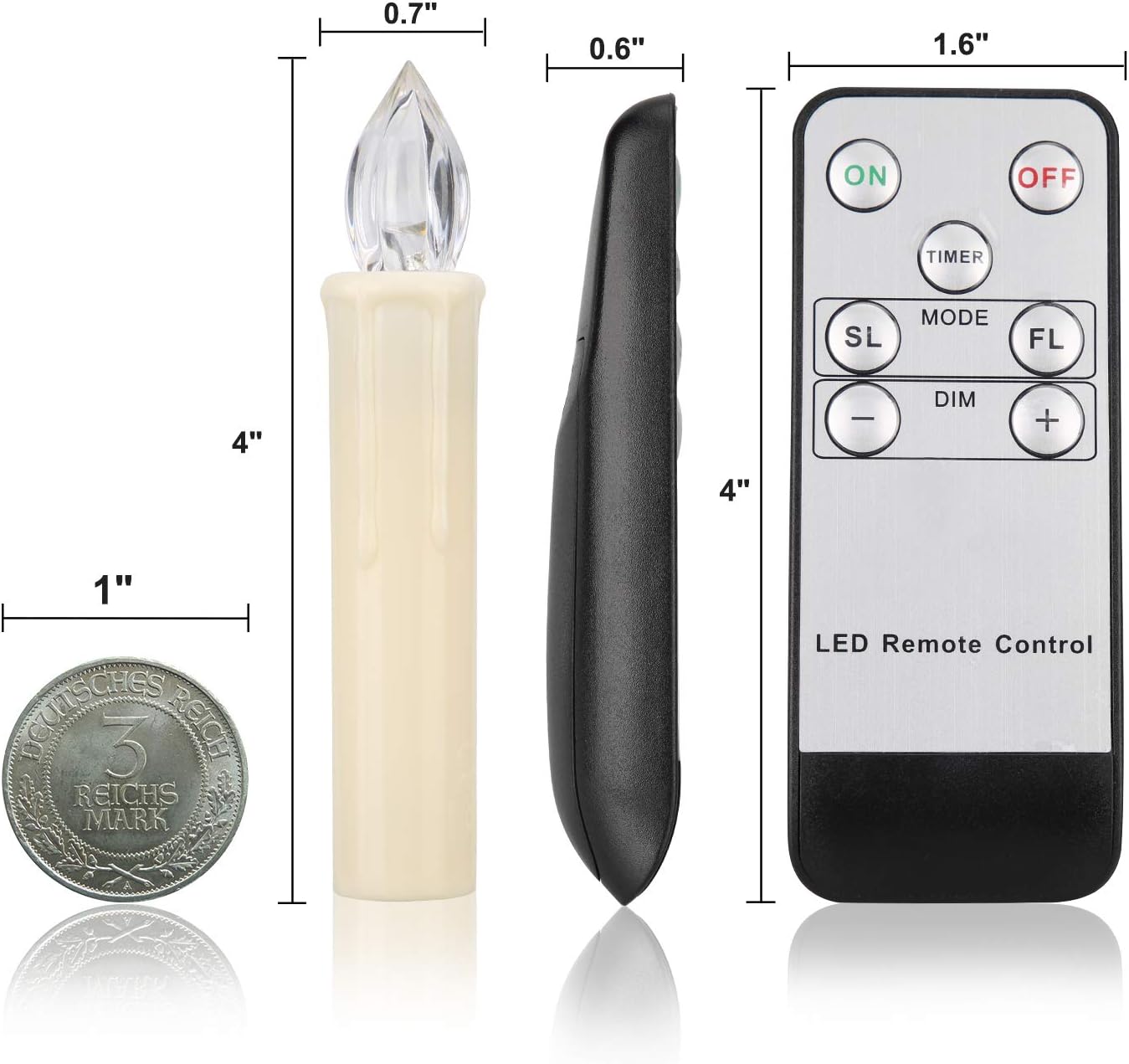 Skiennix 10 PCS LED Flameless Taper Candles - Battery Operated with Remote Timer | Perfect for Christmas & Weddings