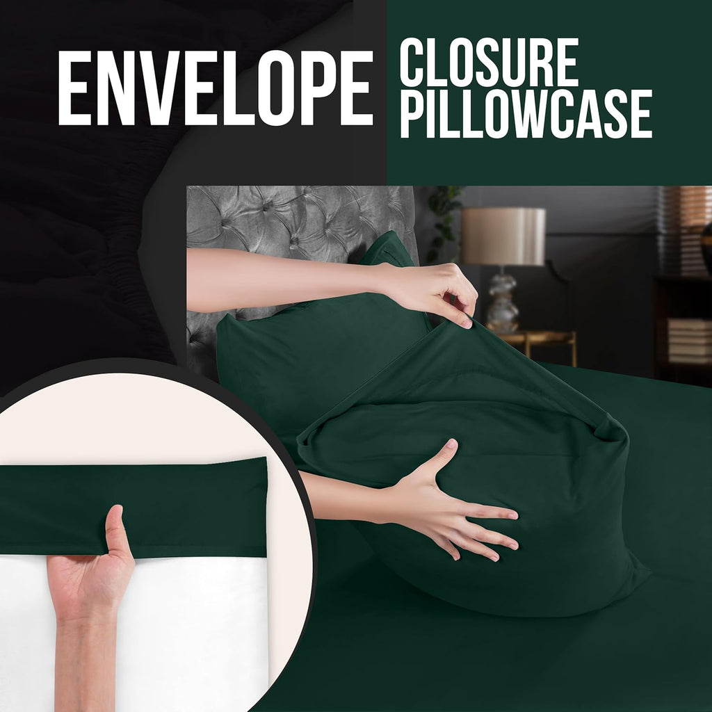 Utopia Bedding King Pillow Cases - 4 Pack - Soft Brushed Microfiber - Fade Resistant 20 X 40 Inches (Emerald)