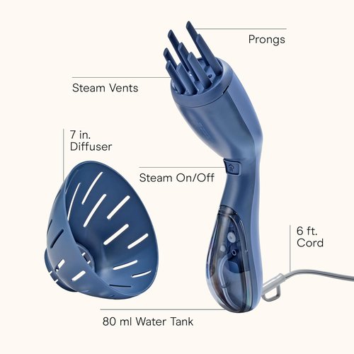 Infiniti PRO by CONAIR Hair Steamer - Portable Styling Tool with 7-Inch Diffuser & Quick 30-Second Heat-Up | Blue