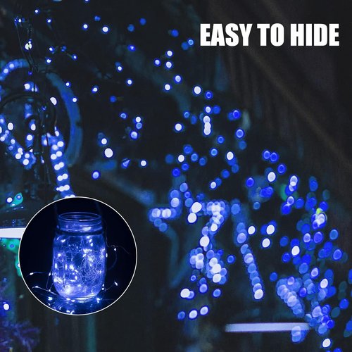 Brightown 12 Pack LED Fairy Lights - Waterproof Battery Operated Silver Wire String Lights | 7 Feet, Blue & White for Weddings, Parties, and Home Decor