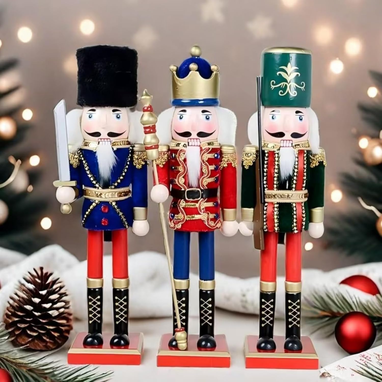 Regine Switzerland 15-Inch Christmas Nutcracker Figure - Hand-Painted Wooden Holiday Decor
