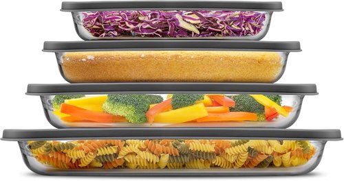 JoyJolt 8-Piece Borosilicate Glass Baking Dish Set - Deep Rectangle Oven Dishes with Black Lids | Versatile Bakeware for Lasagna, Casserole, and Cake