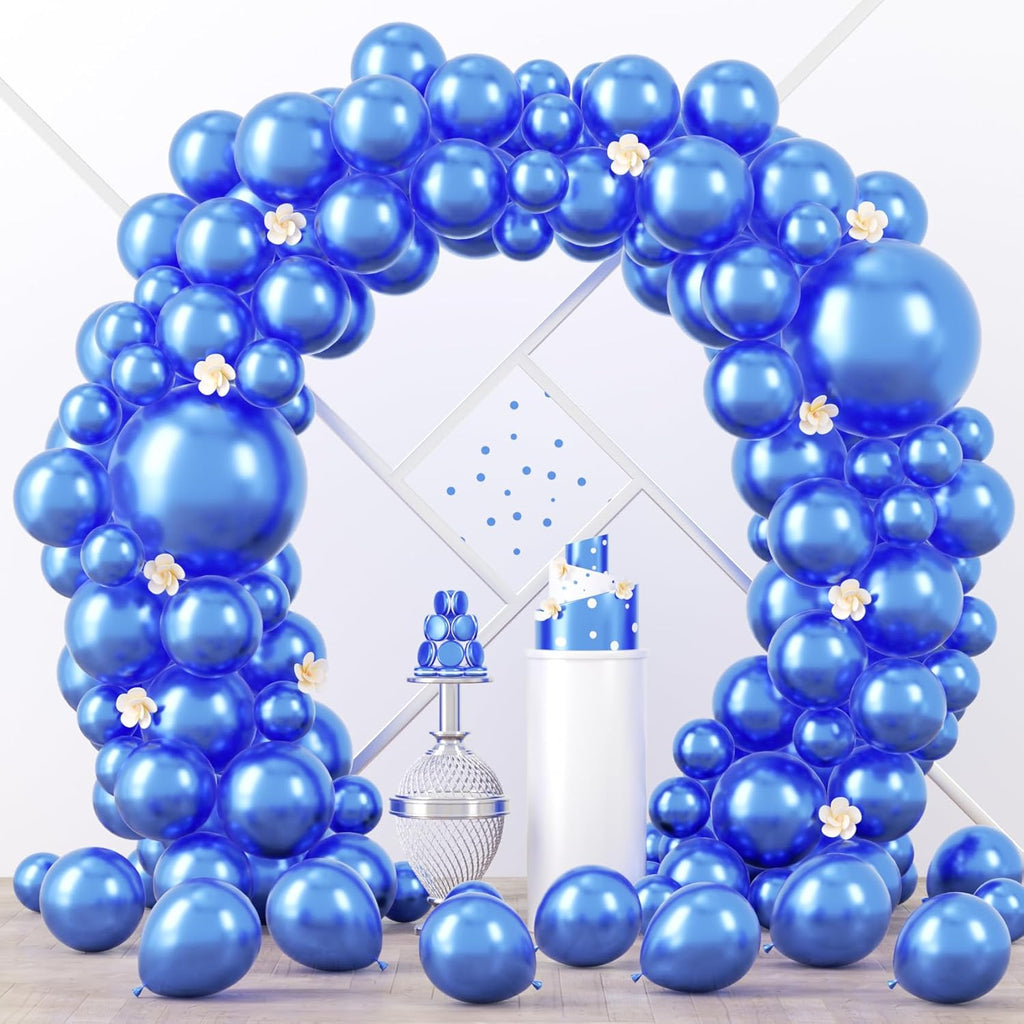Voircoloria Metallic Blue Balloon Garland Kit - 90 Pack in Various Sizes for Graduation, Weddings & Parties