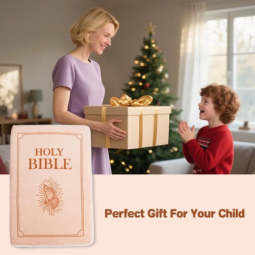 BXIZXD Bible Pillow Book Plush That Opens, Cozy Faith Bible Plushies, for Kids Adults Christian Gifts, Decoration for Bedrooms, Living Rooms (Pink)